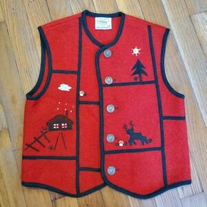 Pacher‎ Made in Austria 100% wool Christmas Winter kids vest size 128 or 7/8